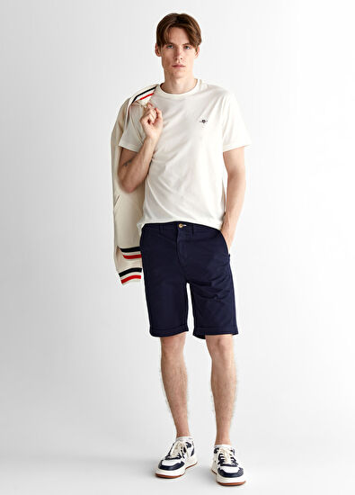 Gant Krem Regular Fit Bisiklet Yaka Kısa Kollu Erkek T-Shirt - 3