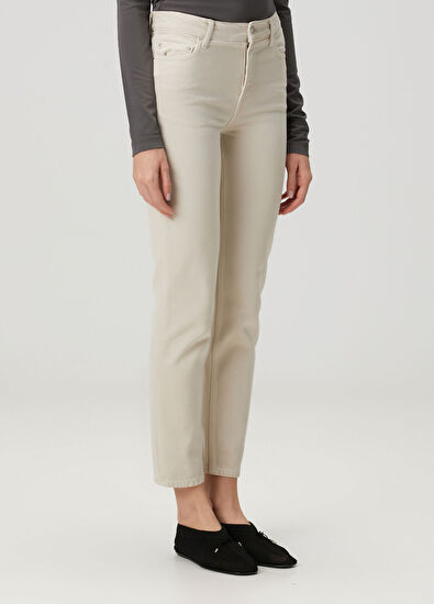 Toteme Gri Bej Organik Pamuk Jean Pantolon - 3