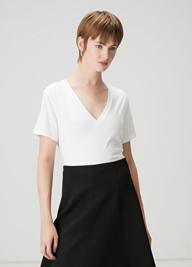 Beymen Club Kırık Beyaz Basic T-shirt - 3