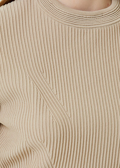 Beymen Club Bej Bisiklet Yaka Ottoman Dokulu Kazak - 4