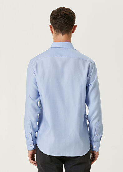 Beymen Club Comfort Fit Mavi Non-iron Armürlü Gömlek - 5