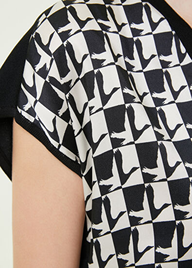 Beymen Club Ekru Siyah V Yaka Logo Desenli Kazak - 5