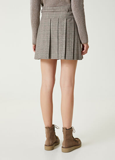 Beymen Club Gri Ekoseli Mini Yün Etek - 6