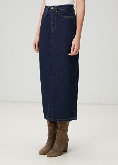 Beymen Club Indigo Midi Denim Etek - 5