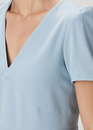 Beymen Club Light Blue Mini Crepe Dress - 5