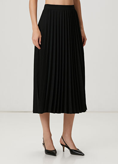 Beymen Club Black Plisoleil Midi Crepe Skirt - 3