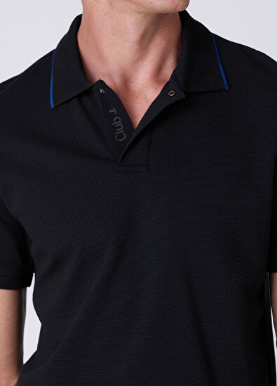 Beymen Club Comfort Fit Siyah Polo Yaka Petek Dokulu T-shirt - 6
