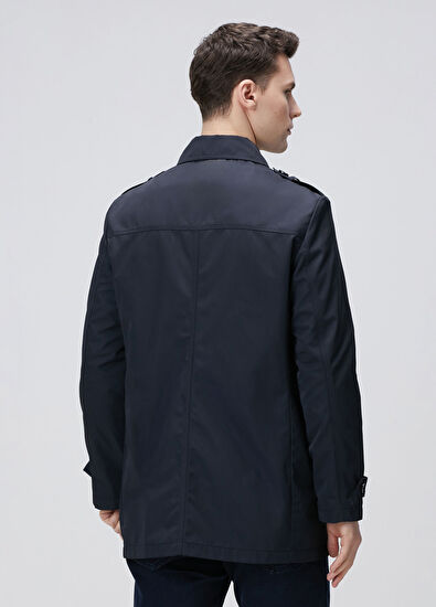 Network Lacivert Pardösü - 5