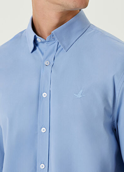 Beymen Club Koyu Mavi Kısa Kollu Poplin Gömlek - 6