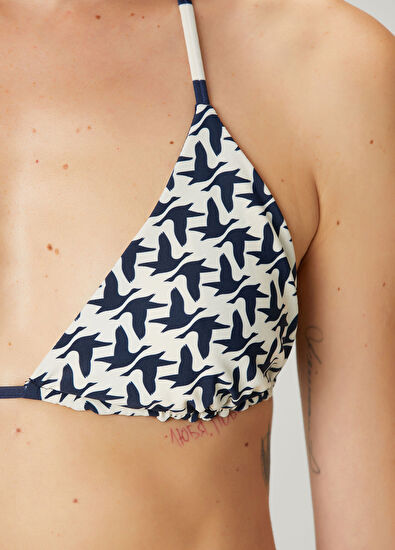 Beymen Club Navy blue white reversible bikini top - 7