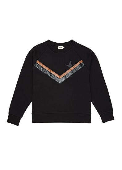 Black Patent Leather Stripe Sweatshirt Beymen Club Black Patent Leather Stripe Sweatshirt - 7