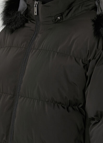 Beymen Club Siyah Kapüşonlu Puffer Mont - 5