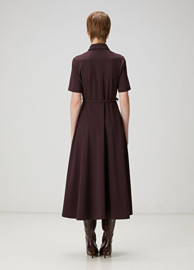 Beymen Club Midi Shirt Dress With Burgundy Belt - 4
