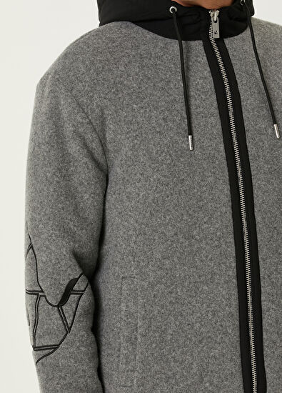 Beymen Club Grey Hooded Flannel Wool Coat - 6