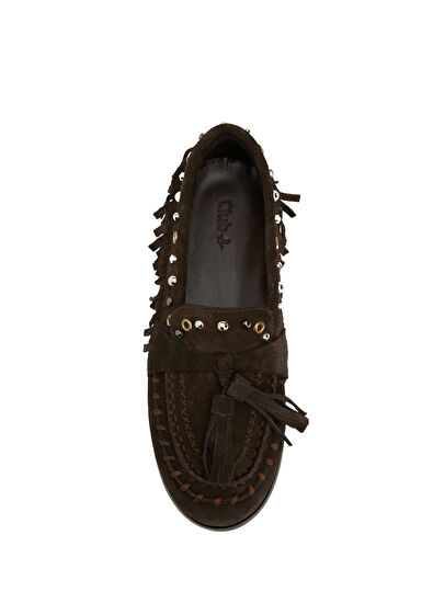 Beymen Club Kahverengi Troklu Püsküllü Kadın Deri Driver - 4