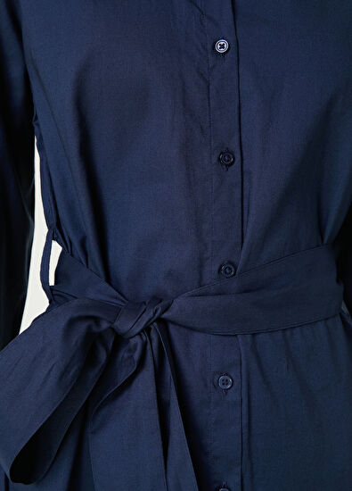 Lacivert Mini Gömlek Elbise - Görsel 6