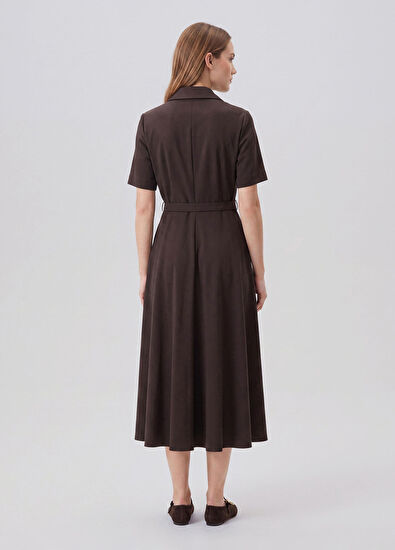 Beymen Club Dark Brown Midi Dress - 4