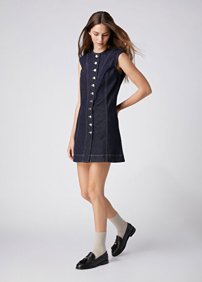 Beymen Club Indigo Mini Denim Dress - 5