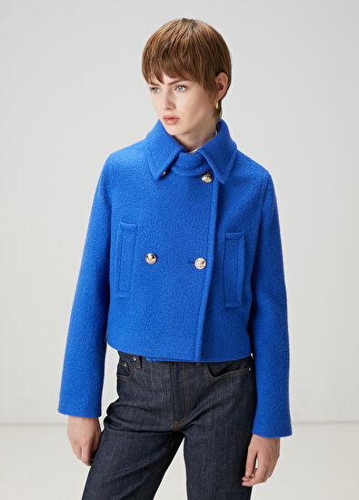 Beymen Club Mavi Crop Yün Ceket - 5