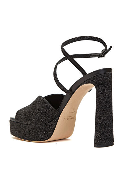 Karli Siyah Platform Kadın Sandalet - Görsel 4