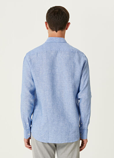 Beymen Club Comfort Fit Blue Linen Shirt - 3