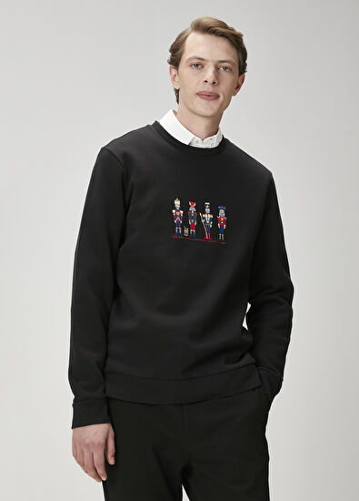 Beymen Club Black Figure Embroidered Sweatshirt - 5