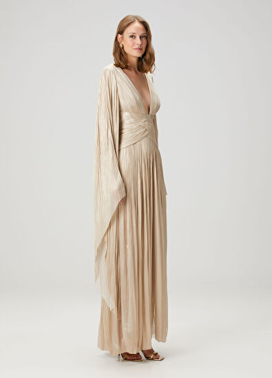 Aylin Silver Maksi İpek Abiye Elbise - Görsel 4