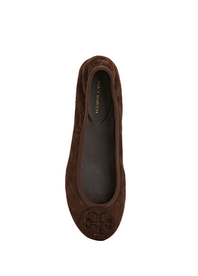 Tory Burch Reva Koyu Kahverengi Kadın Süet Babet - 4