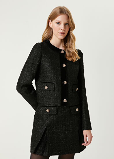 Siyah Simli Tweed Ceket Beymen Club Siyah Simli Tweed Ceket - 4