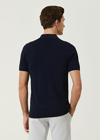 Beymen Club Lacivert Polo Yaka Pirinç Dokulu Kısa Kollu Triko - 5