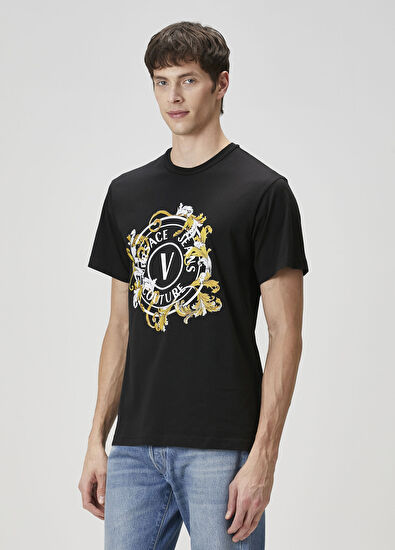 Versace Jeans Couture Siyah Logo Baskılı T-shirt - 3