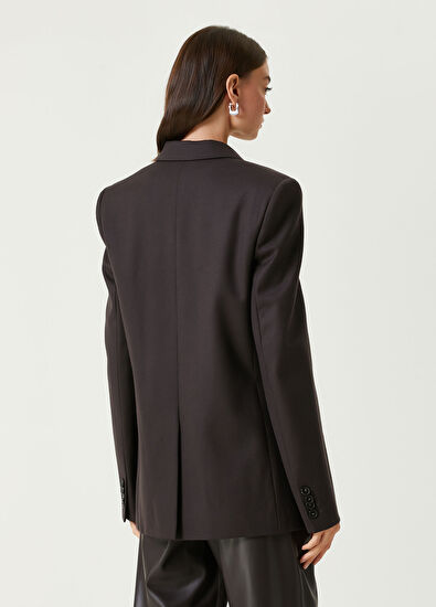 Stella McCartney Koyu Kahverengi Kruvaze Yün Ceket - 5