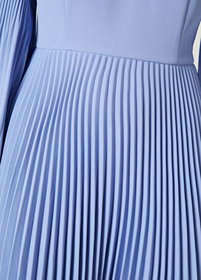 Beymen Club Mavi Pile Detaylı Mini Elbise - 5