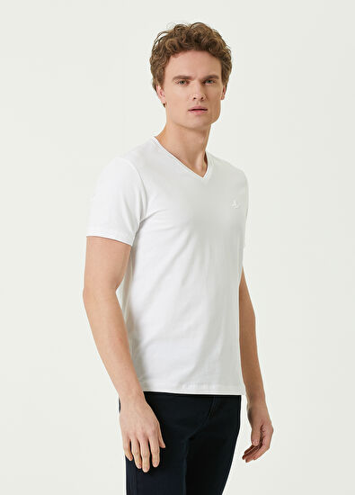 Beymen Club Beyaz V Yaka Basic T-shirt - 3