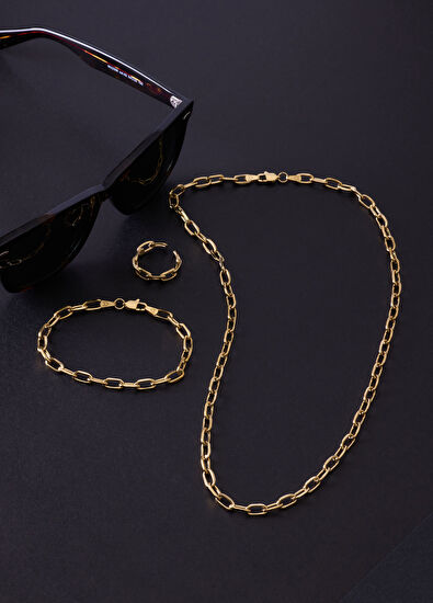 Forsa Altın Kaplama Çelik Zincir Erkek Bileklik - Görsel 5