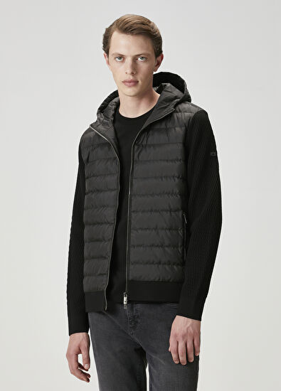 Beymen Club Siyah Kapüşonlu Kapitoneli Yün Triko Mont - 3