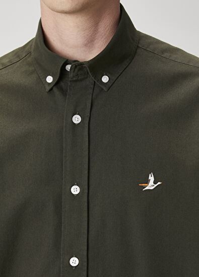 Beymen Club Comfort Fit Haki Gabardin Doku Gömlek - 6