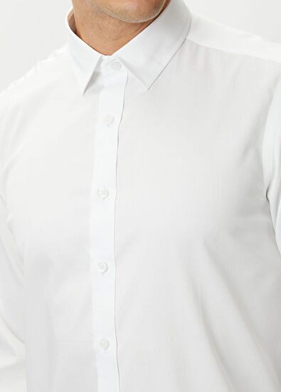 Beymen Club Slim Fit Beyaz Gizli Düğmeli Yaka Non-iron Gömlek - 5
