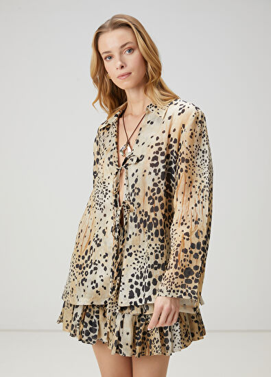 Beymen Club Kahverengi Leopar Desenli Bluz - 4