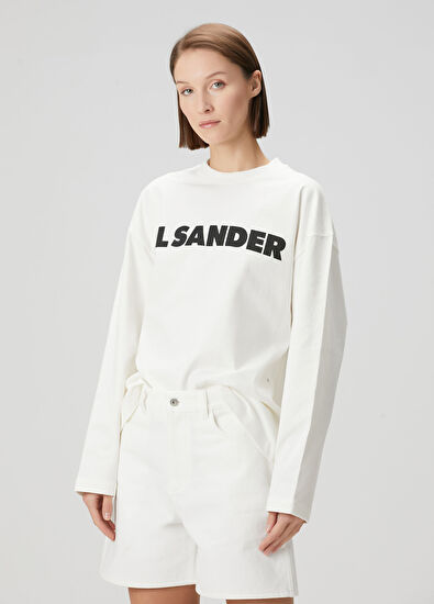 Jil Sander Beyaz Logolu Uzun Kol T-shirt - 3