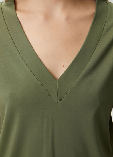 Beymen Club Açık Haki Yanı Yırtmaçlı Basic T-shirt - 7