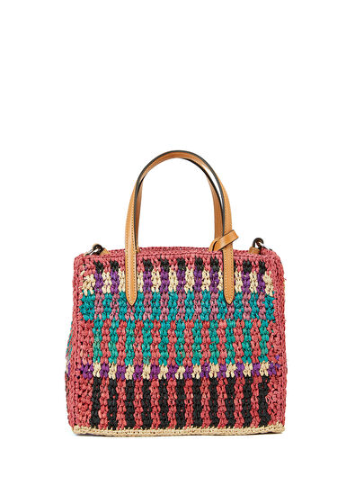 Valentino Garavani VLogo Çok Renkli Kadın Hasır Plaj Çantası - 3