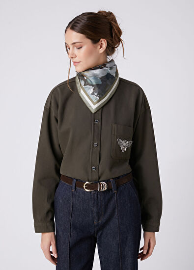 Beymen Club Haki Broş Detaylı Denim Gömlek - 4