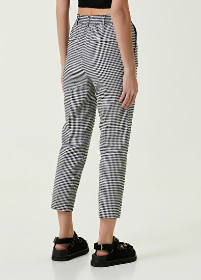 Beymen Club Black and White Houndstooth Cigarette Pants - 5