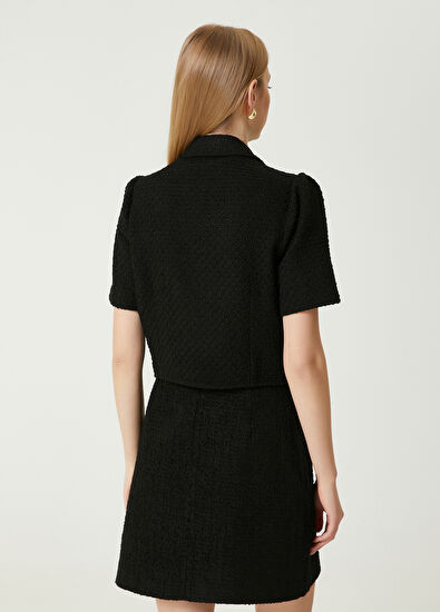 Beymen Club Siyah Gold Düğmeli Tweed Bluz - 6