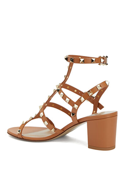 Rockstud Bej Kadın Deri Sandalet - Görsel 4