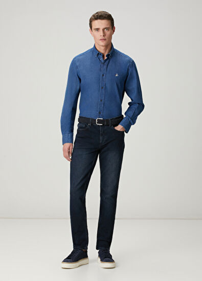 Beymen Club Comfort Fit Navy Blue Denim Shirt - 3