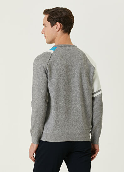 Beymen Club Turkuaz Büyük Soyut Kaz Jakarlı Kazak - 5