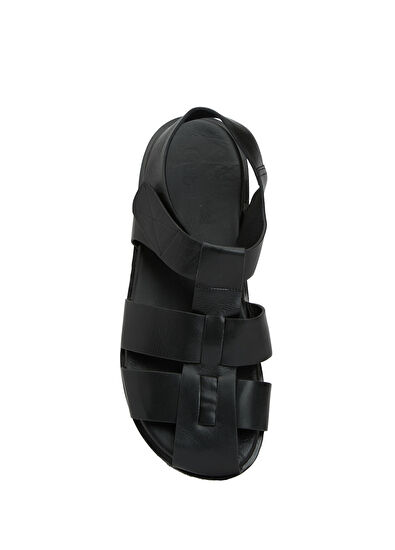 Beymen Club Fisherman Siyah Erkek Deri Sandalet - 4