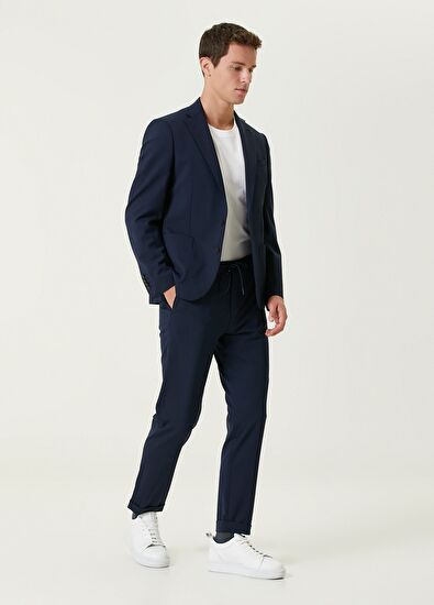 Beymen Club Slim Fit Koyu Lacivert Diyagonal Doku Takım Elbise - 3